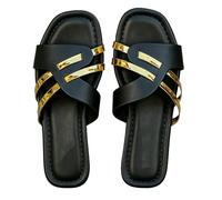 Ciabatte piatte da donna con testa quadrata, sandali da donna con punta aperta a larga larghezza, pantofole antiscivolo e durevoli, scarpe leggere traspiranti e comode per resort tempo libero e viaggi