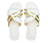 Ciabatte piatte da donna con testa quadrata, sandali da donna con punta aperta a larga larghezza, pantofole antiscivolo e durevoli, scarpe leggere traspiranti e comode per resort tempo libero e viaggi