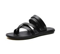 Ciabatte Piatte da Esterno, Eleganti Sandali da Uomo in PU Morbido Senza Lacci per La Correzione Dell'alluce Valgo, Infradito Estive Regolabili Antiscivolo Supporto Plantare, per Valgo(Black,43 EU)