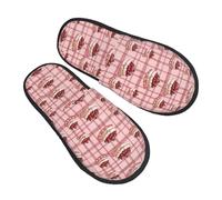 Ciabatte Pink Plaid Strawberry Cake Scarpe Da Casa | Pantofole Comode Pantofole Da Casa Morbide Per Hotel E Bagno Donne Uomo Viaggi
