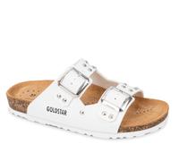 Ciabatte sandali con fibbie Goldstar GS200VQR ecopelle bianca con borchie