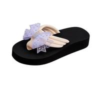 Ciabatte Sandali Donna ortopedici Plantare Estraibile, Eleganti Gioiello Perle Strass Zeppa Bassa Cinturino Caviglia Antiscivolo, Comodi Leggeri Traspiranti Mare Cerimonia Domna Dinna