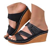 Ciabatte Sandali Donna ortopedici Plantare Estraibile, Gioiello Perle Strass Zeppa Bassa Cinturino Caviglia Antiscivolo, Morbidi Leggeri Traspiranti Aperti Mare Cerimonia Domna Dinna