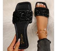 Ciabatte scorrevoli per taglie forti, nuovi arrivi per la primavera e l'estate con punta quadrata e sandali piatti, si abbinano bene ai vestiti per fare sembrare le gambe più lunghe, ciabatte scorrevo