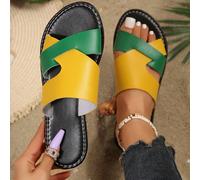 Ciabatte sportive da donna di moda con blocchi di colore, piatte, con punta tonda, tacco basso, comode da indossare sia in interni che in esterno, adatte anche per la spiaggia EUR36,EUR37,EUR38,EUR39,