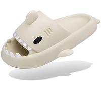 Ciabatte Squalo Estive Donna Uomo Pantofole da bagno Comode Ciabatta da Doccia Antiscivolo Sandali da Spiaggia Piscina a Punta Aperta Shark Slides Slippers,Beige,43/44 EU=Fornitore 44/45