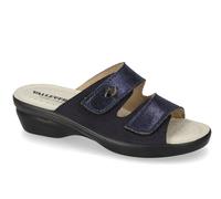 Ciabatte strappo Valleverde 25312 pelle camoscio blu zeppa 4,5 cm Made in Italy