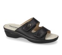 Ciabatte strappo Valleverde 25312 pelle nera zeppa 4,5 cm Made in Italy