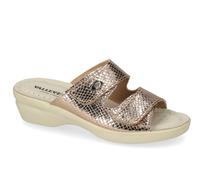 Ciabatte strappo Valleverde 25312A pelle oro zeppa 4,5 cm Made in Italy