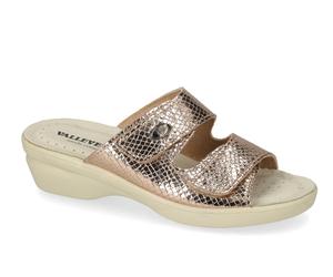 Ciabatte strappo Valleverde 25312A pelle oro zeppa 4,5 cm Made in Italy