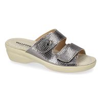 Ciabatte strappo Valleverde 25312A pelle peltro zeppa 4,5 cm Made in Italy