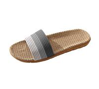 Ciabatte unisex per la casa di paglia, slip on open-toe, ciabatte da bagno, pantofole estive, pantofole di paglia, leggere e comode da spiaggia, Grigio 2, 40/41 EU