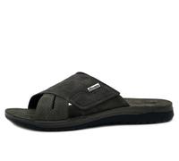 Ciabatte Uomo Eco Pelle Grigio Scuro con Strap Sottopiede Vera Pelle INBLU