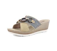 inblu Ciabatte Donna a Fascia Incrociata e Catena, Plantare in Ecopelle Imbottito, Zeppa 6,5cm, Sandali, Jeans, 40 EU