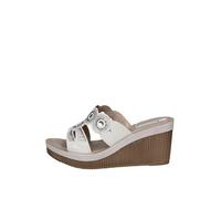 Ciabatte zeppa strass cerchi, donna, bianco, 40
