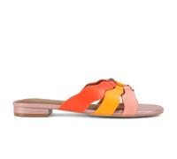 Ciabattina flat da donna Kurt Geiger Sun Wave in pelle arancione e suede rosa - SUN WAVE FLAT 866 39