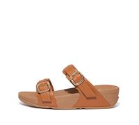 Fitflop Lulu Adjustable Leather Slides, Sandali a Ciabatta Donna, Marrone Chiaro, 37 EU