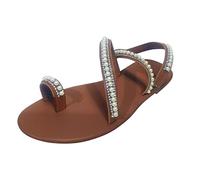 Ciabattine Donna Estive Eleganti Sandali Roman Beaded Women Light Sandals Open Shoe confortevole punta Breathable Flat Sandali da donna Ciabatta Estiva Estivi Eleganti (White 37)