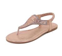 Ciabattine Donna Estive Eleganti Sandali Zeppa Sandali da Spiaggia Casual da Donna Di Grandi Dimensioni Con Diamanti A Diamante Tempesta Bohémien e Estivi Scarpe (Gold 38)