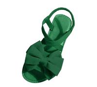 Ciabattine Donna Sandali Eleganti Estive Sandali da spiaggia estivi con cinturino elastico in tessuto con fondo morbido fiocco aperti e traforati da Bianchi Donna Comodi Ma (Green 39)