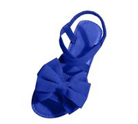 Ciabattine Donna Sandali Eleganti Estive Sandali da spiaggia estivi con cinturino elastico in tessuto con fondo morbido fiocco aperti e traforati da Bianchi Donna Comodi Ma (Blue 37)