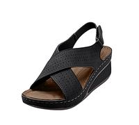 Ciabattine Estive Donna Sandali Comodi Ma Eleganti Sandali Casuali Donna HeelBreathable Hook & Loop Slope Hollow da Estivi Comodi Eleganti Estive (Black 41)