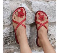 Ciabattine infradito IN VERO CUOIO da donna per il mare e piscina Ostuni Rossi