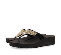 Ciabattine Nere con Zeppa con Dettaglio di Strass Multicolore per Donna dontreix