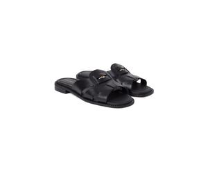 Ciabattine piatte in pelle Nero 37