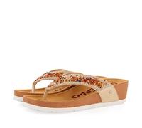 Ciabattine Stile bio Beige con Zeppa e Dettaglio di Pietre Multicolore per Donna athis