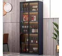 CIADAZ Mobile Bar per liquori, credenza Moderna Mobile Buffet in Legno massello con portabottiglie in Vetro temperato Sensore Automatico Luce a LED per Cucina Sala da Pranzo Soggiorno