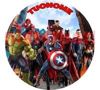 Cialda - Ostia per torte Avengers e Supereroi Formato grande A3 cm. 28 diam.