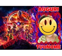 Cialda Ostia per torte Avengers Infinity War con tua foto A3 cm.42x29 rettang.