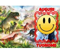 Cialda - Ostia per torte Dinosauri Formato grande A3 cm. 42x29