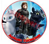 Cialda - Ostia per torte Dragon Trainer Formato grande A3 cm. 28 diam.