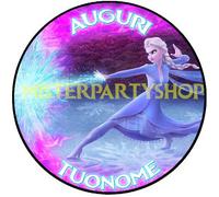 Cialda - Ostia per torte Frozen 2 Arendelle Elsa Formato grande tondo A3 28 cm.