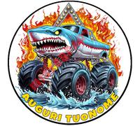 Cialda - Ostia per torte Hot Wheels Truck Monster Formato grande A3 cm. 28 diam.