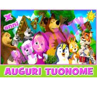 Cialda - Ostia per torte Masha e Orso personalizzata Formato grande A3 cm. 42x29