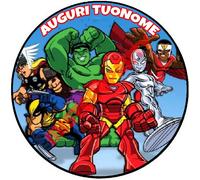 Cialda - Ostia per torte Super Hero Squad Show Formato grande tondo A3 28 cm.