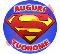 Cialda - Ostia per torte Superman Papà grande Formato A3 tonda 28cm