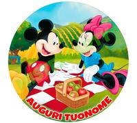 Cialda - Ostia per torte Topolino Minnie tonda Formato grande A3 cm. 28 diametro