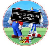 Cialda per Torta compatibile con SUPER MARIO e SONIC in FIBRA VEGETALE rotondo 20cm top qualita
