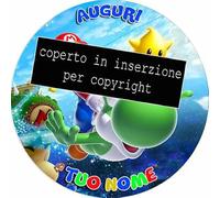 Cialda per Torta compatibile con SUPER MARIO videogioco rettangolare in FIBRA VEGETALE top qualita (Rotondo 20cm)