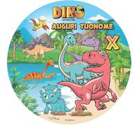Cialda per Torta DINOSAURI Jurass World in FIBRA VEGETALE top qualita disponibile OSTIA e ZUCCHERO su richiesta (G, Ostia)