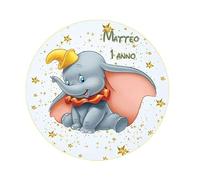 Cialda per torta personalizzabile personaggio evento a scelta ostia alimentare per cake design tonda o rettangolare (Dumbo (tonda))