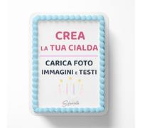 Cialda per Torta Personalizzata - Ostia Alimentare - Senza Glutine - Rettangolare - Decorazione per Torte - Stampa Foto e Frase - Made in Italy - Gluten Free - Formato A4 - Verticale