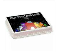 Cialda Rettangolare Ostia Personalizzabile per torta a Tema among us gioco di avventura e stealth creato dai fan del famoso Among Us!