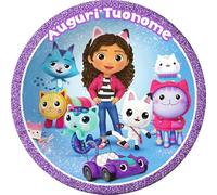 Cialda Topper Torta compatibile con GABBY'S DOLLHOUSE mod2 personalizzabile nome 20cm (ostia glutenfree)