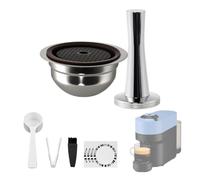 Cialde Caffè Riutilizzabili In Acciaio Inox Compatibili Con Nespr*sso | Capsule ricaricabili compatibili con V-rtuoline PLUS GCA1 e NEXT POP ENV135 Series con 1 coperchio in silicone e manomissione