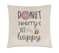 Ciambella Ansia Ape Felice Lino Cuscino Cover - Divertente Doughtnut Ispiratore